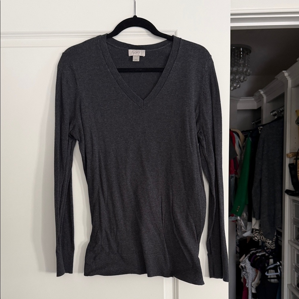 Loft Charcoal V-Neck sweater